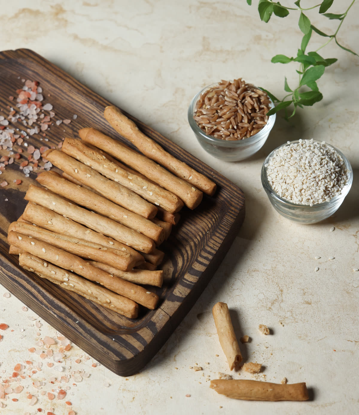 Rustic breadsticks food photography